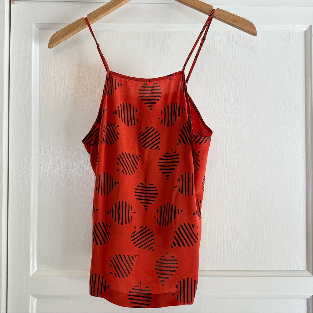 Vienna NY Brick Red and Black Patterned Cami Top